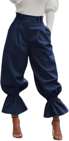 Kwunbwa Women's Wide Leg Dress Slacks Pants High Waisted Ruffle Harem Balloon Pants Casual Work Business Trousers in Saudi Arabia
