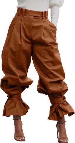 Kwunbwa Women's Wide Leg Dress Slacks Pants High Waisted Ruffle Harem Balloon Pants Casual Work Business Trousers in Saudi Arabia