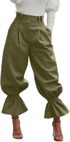 Kwunbwa Women's Wide Leg Dress Slacks Pants High Waisted Ruffle Harem Balloon Pants Casual Work Business Trousers in Saudi Arabia