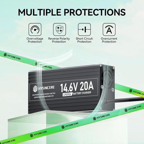 12V 20A Lithium LiFePO4 Battery Charger, 14.6V AC-DC Smart Charger Special for Deep Cycle Rechargeable LiFePO4 Batteries in Kuwait