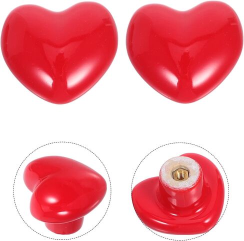 Homoyoyo 8pcs Red Ceramic Heart Shape Drawer Knobs for Nursery Dresser Cabinet Pull Handles with Screws, Cute Room Decorative Vanity Hardware in Kuwait