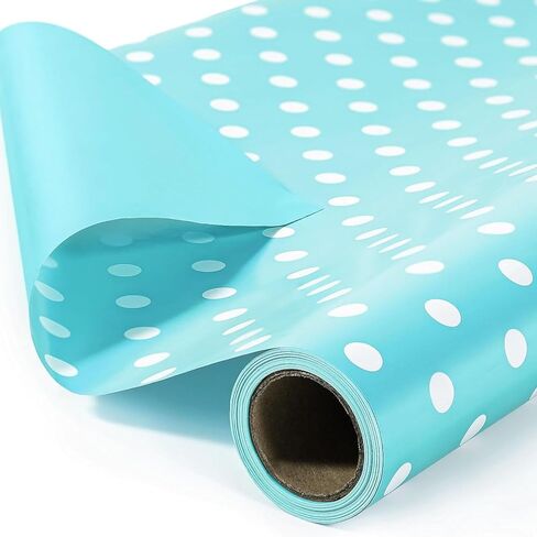VGOODALL Pink Wrapping Paper Roll, 17" x 396" (33') Reversible Design Pink Polka Dot Wrapping Paper for Baby Shower Girl, Birthday Wedding, Holiday in Kuwait