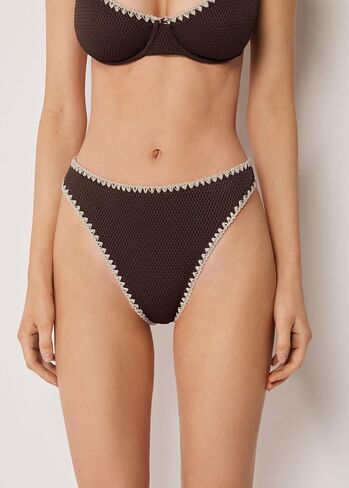 بدلة سباحة نسائية برازيلية عالية الخصر من CALZEDONIA مطرزة بلونين in Kuwait