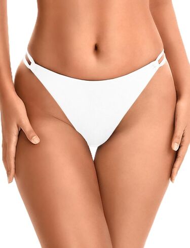 Women’s High Cut Bikini Bottom - Cheeky Brazilian Strappy Low Rise Bathing Swimsuit Bottom in Saudi Arabia