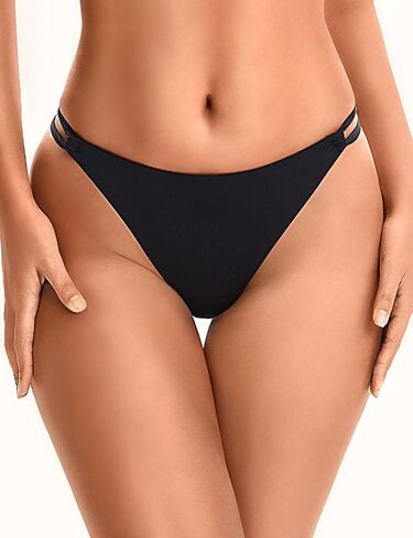 Women’s High Cut Bikini Bottom - Cheeky Brazilian Strappy Low Rise Bathing Swimsuit Bottom in Saudi Arabia