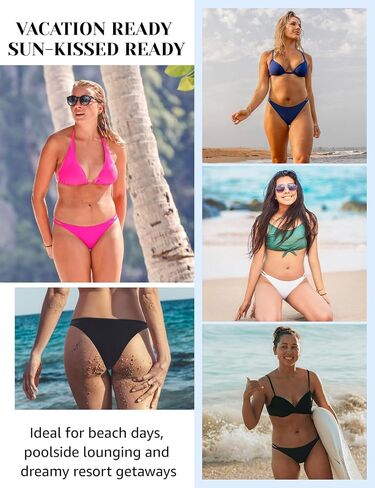 Women’s High Cut Bikini Bottom - Cheeky Brazilian Strappy Low Rise Bathing Swimsuit Bottom in Saudi Arabia