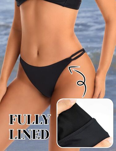 Women’s High Cut Bikini Bottom - Cheeky Brazilian Strappy Low Rise Bathing Swimsuit Bottom in Saudi Arabia