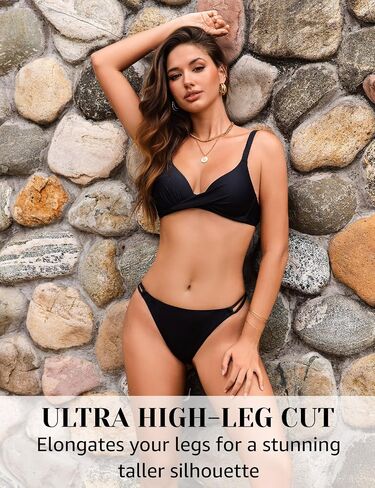 Women’s High Cut Bikini Bottom - Cheeky Brazilian Strappy Low Rise Bathing Swimsuit Bottom in Saudi Arabia