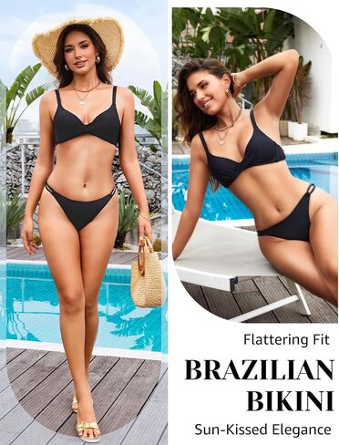 Women’s High Cut Bikini Bottom - Cheeky Brazilian Strappy Low Rise Bathing Swimsuit Bottom in Saudi Arabia