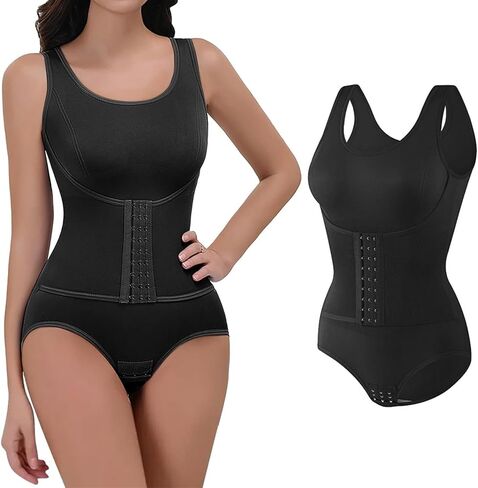 Slimming Bodysuit for Women Tummy Control Shapewear U Neck Butt Lifting Shapewear Sculpting Snatched Waist Body Suit-Black XL in Kuwait