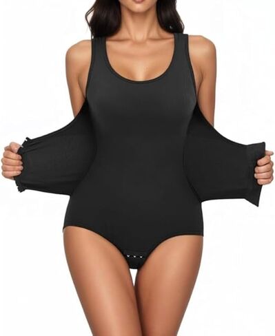 Slimming Bodysuit for Women Tummy Control Shapewear U Neck Butt Lifting Shapewear Sculpting Snatched Waist Body Suit-Black XL in Kuwait
