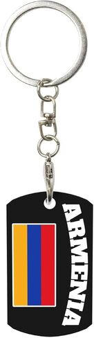 Armenian Armenia Flag Rectangular Metal Keychain Unisex Gifting For Car Motorcycle in Saudi Arabia