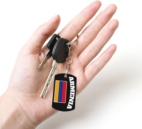 Armenian Armenia Flag Rectangular Metal Keychain Unisex Gifting For Car Motorcycle in Saudi Arabia
