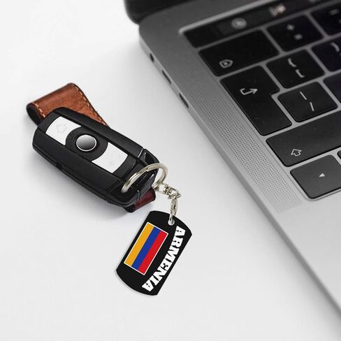 Armenian Armenia Flag Rectangular Metal Keychain Unisex Gifting For Car Motorcycle in Saudi Arabia