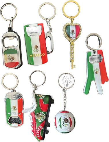 MEXICO Flag Durable Bottle Opener Metal Keychain Mexican Souvenir Keyrings-7 Pack in Kuwait