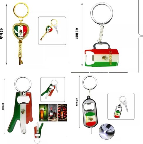 MEXICO Flag Durable Bottle Opener Metal Keychain Mexican Souvenir Keyrings-7 Pack in Kuwait