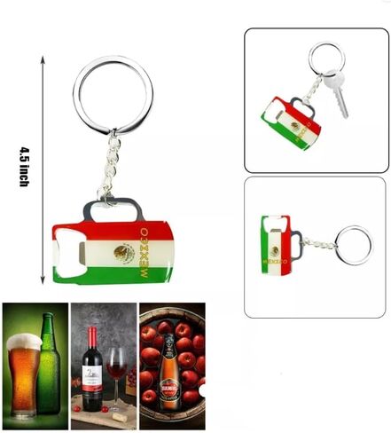 MEXICO Flag Durable Bottle Opener Metal Keychain Mexican Souvenir Keyrings-7 Pack in Kuwait