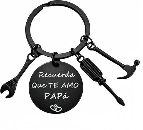 سلسلة مفاتيح من الفولاذ المقاوم للصدأ للأب هدية إسبانية "Recuerda Que Te Amo Papá" من الابن والبنت لعيد ميلاد الأب in Kuwait