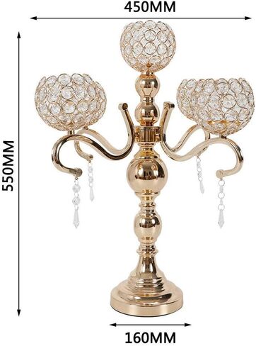 Modern Gold Candelabra, 5-Arm Candle Holder for Electronic Candles, Luxurious Table Centerpiece for Wedding, Anniversary, Dining Room, Romantic Home Decor in Saudi Arabia