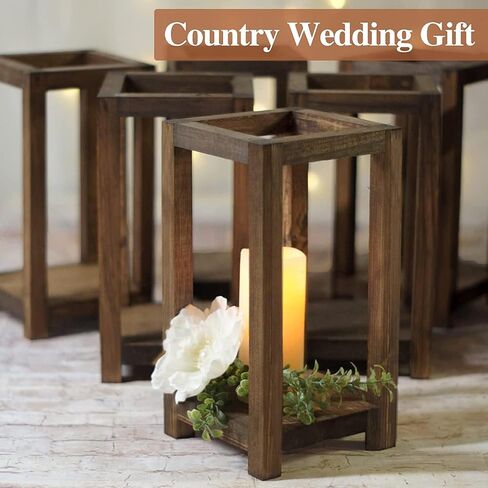 Wedding Lantern Centerpiece,Set of 12 Rustic Wedding Table Decoration Wreaths Rustic Wooden Candle Lantern Decor for Wedding Party Table Valentine Decor in Saudi Arabia