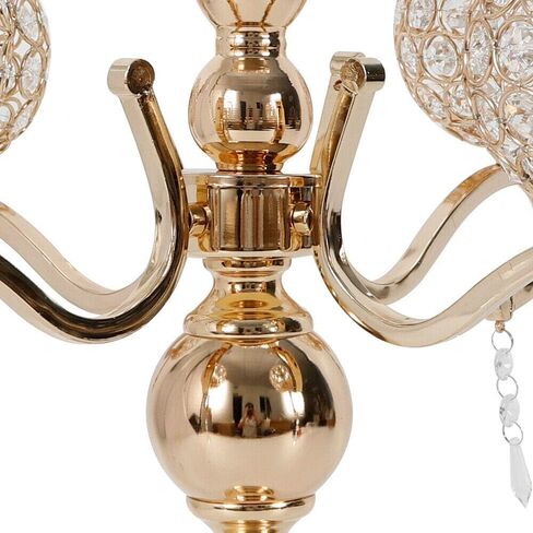 Gold 5-Arm Candle Holder, Elegant Modern Candelabra for Tabletop, Holds 5 Electronic Candles, Wedding Anniversary Centerpiece, Home Dining Decor, Housewarming Gift in Saudi Arabia