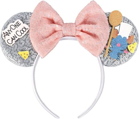 ETLUK Cooking-Inspired Ears Headband for Adult Women Girls, Sequin Bow Headband Cute Costume Hair Accessory for Cosplay, Kitchen-Themed Party, Birthday, Dress-Up Events in Saudi Arabia