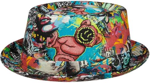 Lierys Fantasy Print Pork Pie Linen Hat Women/Men - Made in Italy in Saudi Arabia