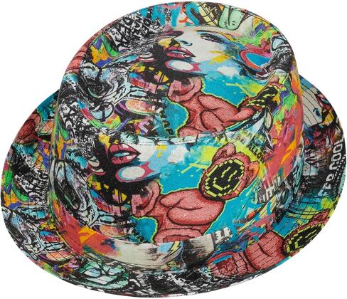 Lierys Fantasy Print Pork Pie Linen Hat Women/Men - Made in Italy in Saudi Arabia