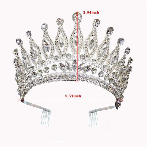 Silver Crystal Tiara Crowns Rhinestone Crown with Combs for Women and Girls Crystal Queen Headbands Princess Headpieces Wedding Hair Accessories Bride Rhinestone for Pageant Birthday Prom in Saudi Arabia