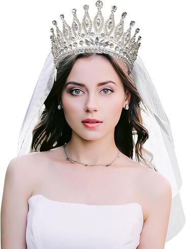 Silver Crystal Tiara Crowns Rhinestone Crown with Combs for Women and Girls Crystal Queen Headbands Princess Headpieces Wedding Hair Accessories Bride Rhinestone for Pageant Birthday Prom in Saudi Arabia