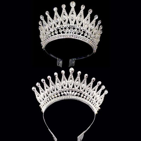 Silver Crystal Tiara Crowns Rhinestone Crown with Combs for Women and Girls Crystal Queen Headbands Princess Headpieces Wedding Hair Accessories Bride Rhinestone for Pageant Birthday Prom in Saudi Arabia