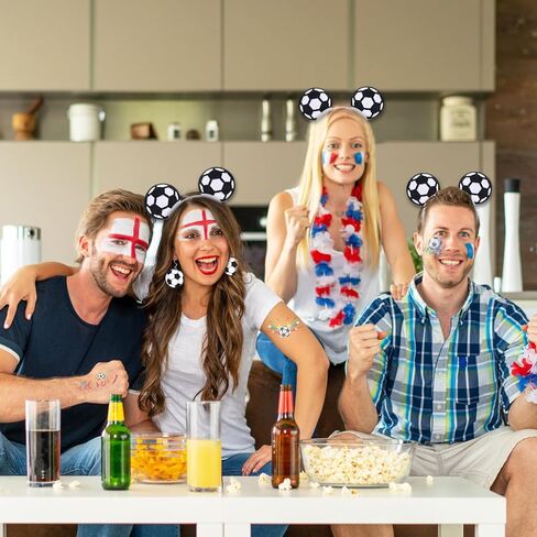 Soccer Headband Party Accessories Set for Adults – Soccer Ball Headband with Matching Earrings and Tattoo Stickers for Sports Party, Birthday, Game Day, and Team Celebrations in Saudi Arabia