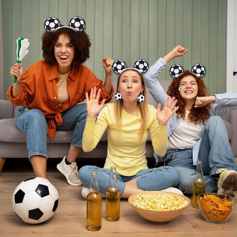 Soccer Headband Party Accessories Set for Adults – Soccer Ball Headband with Matching Earrings and Tattoo Stickers for Sports Party, Birthday, Game Day, and Team Celebrations in Saudi Arabia