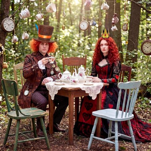 Wonderland Tea Party Brown Top Hat with Feather Heart Crown Headband Queen Accessories for Woman Man Tea Party Hat Cosplay Costume Outfit in Kuwait