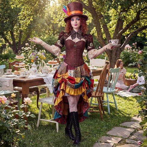 Wonderland Tea Party Brown Top Hat with Feather Heart Crown Headband Queen Accessories for Woman Man Tea Party Hat Cosplay Costume Outfit in Kuwait