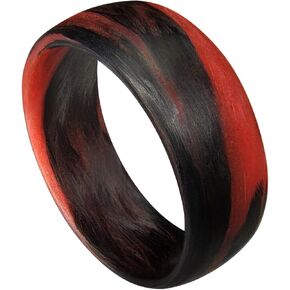 Carbon Fiber Red/Orange Marbled Glow Ring, Matte Finish, Glow-in-the-Dark, Durable, Waterproof, Sizes 4-16, Custom Bandwidths, Made in USA in Saudi Arabia