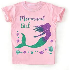 Girls Cotton Tee Shirt Toddler Kids Girls Graphic Short Sleeve Clothes Tops 2-8 Years in Saudi Arabia