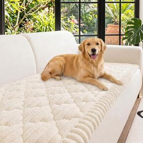 NILUOH Couch Cover for Dogs Washable, Fuzzy Couch Cushion Cover Thick Non-Slip Sofa Slipcover for 2 Cushion Sofa/Loveseat (Light Gray, 27.6" x 59") in Saudi Arabia