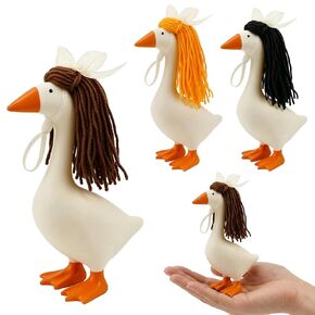 Goose Wig, Porch Goose Wigs for Desk Decor, Mini Porch Goose Wig Set of 3, Fits 7 Inch Desktop Goose Toy and Goose Statue, Short Style Knitted Wigs for Home Decor in Saudi Arabia