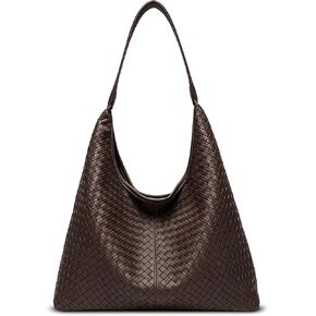Woven Textured Tote Bag for Women, Vegan Leather Hobo Shoulder Bag, Large Capacity Slouchy Handbag Trendy Work Purse in Saudi Arabia