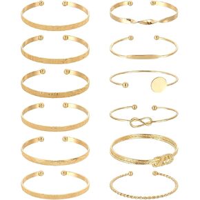 12 Pcs Gold Bangle Bracelets for Women Multi Layer Textured Stackable Bangle Set 14K Gold Plated Chunky Bracelets Boho Jewelry Gifts in Saudi Arabia