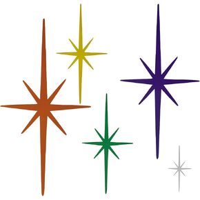 Merriva 5 Pack Colorful Metal Starburst Wall Decor, Mid Century Modern Retro Atomic Star Wall Art Sculptures, Whimsical Eclectic Home Decor for Living Room Bedroom and Playroom in Saudi Arabia