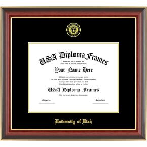 The Univesity of Utah Diploma Frame 8.5" x 11" Cherry Gold Trim Glossy with Black and Gold Matting in Saudi Arabia