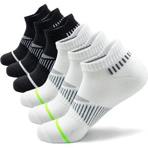 Women's Cushioned Ankle Socks 6-Pair (3 White + 3 Black) - Running Socks with Lycra Cuff & Arch Support for Athletic, Tennis, Walking in Saudi Arabia