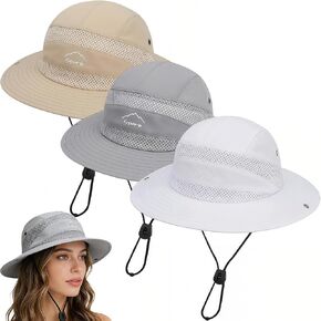 3Pcs Sun Bucket Hats for Women Men, Breathable Wide Brim UV Protection Fishing Hat Summer Outdoor Beach Hiking Hats in Saudi Arabia