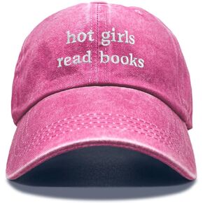 Women Read Books Embroidery Adjustable Classic Washed Distressed Baseball Cap, Bookish Baseball Cap for Women Reader in Kuwait
