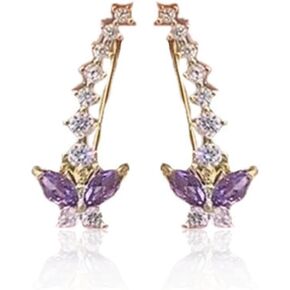 Crystal Butterfly Cuff Wrap Earrings Cute Cz Cubic Zirconia Lovely Animal Climbers Crawler Stud for Women Wedding Party Fashion Jewelry in Saudi Arabia