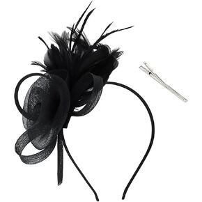 Fascinators Hats for Women,Feather & Tulle Headband & Clip, Derby Weddings Tea Parties Cocktail Church Fancy Headband Hat in Saudi Arabia