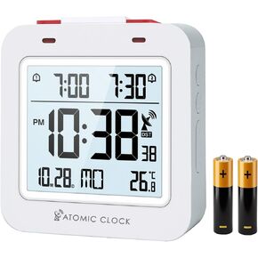 Small Digital Atomic Alarm Clock for Bedroom, 3.15 Inch Portable Travel Clock with Dual Alarms and Snooze, Indoor Temperature, 8s Backlight, Battery Included, Black in Saudi Arabia
