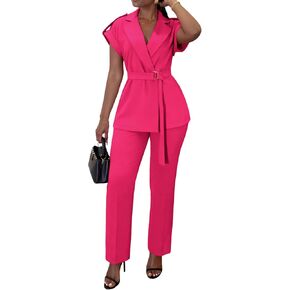 Salimdy Women's 2 Piece Pant Suits Business Casual Outfits Dressy Blazer Vest and Pencil Pants Work Set in Saudi Arabia
